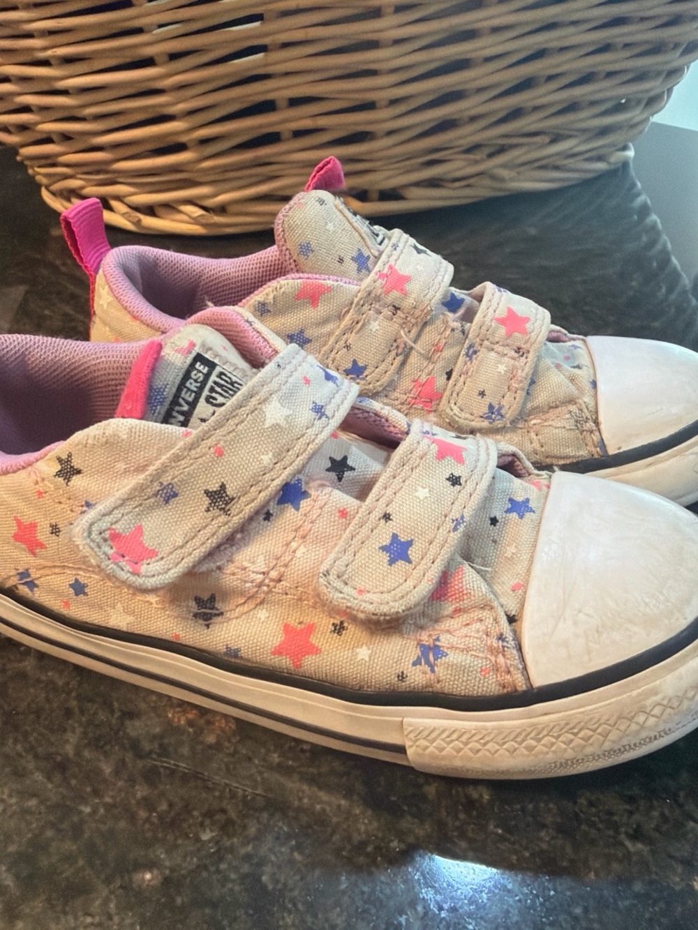 Converse Kids Pink Star Print Velcro Sneakers